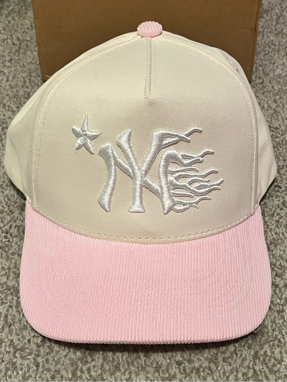 NY Logo Pink and Cream Baseball Cap